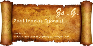 Zselinszky Gyöngyi névjegykártya